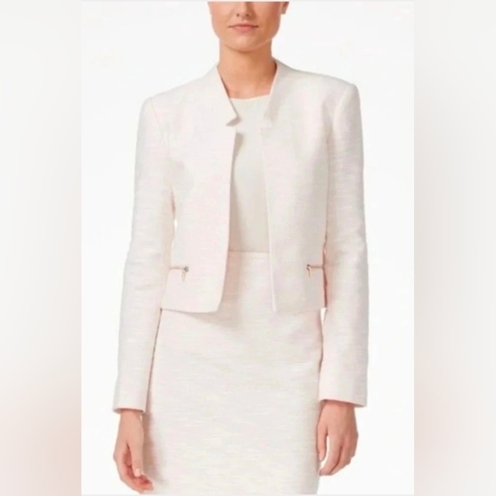 Calvin Klein Pink Tweed Skirt Suit, Size 10p